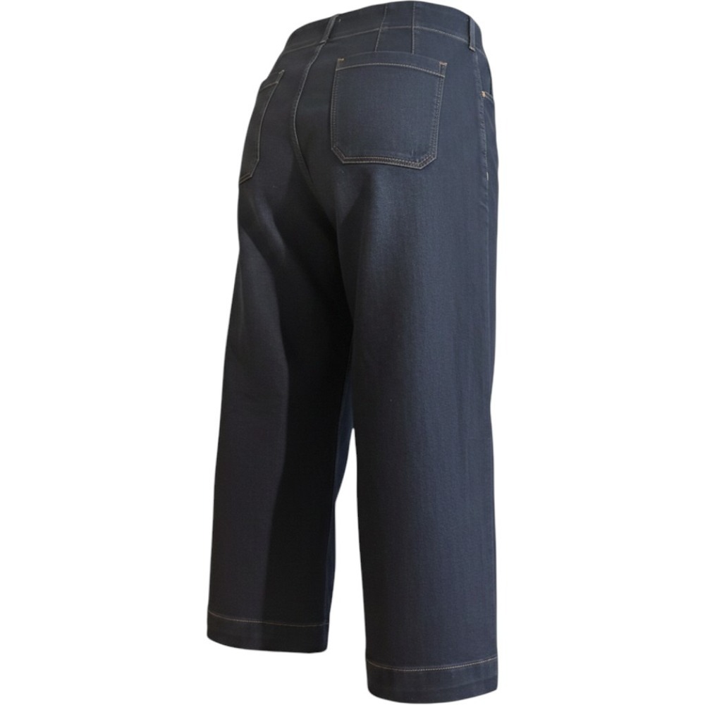 Maeve Colette Dark Wash High Rise Wide Leg Patch Pocket Denim Jeans Indigo Blue - Picture 2 of 7